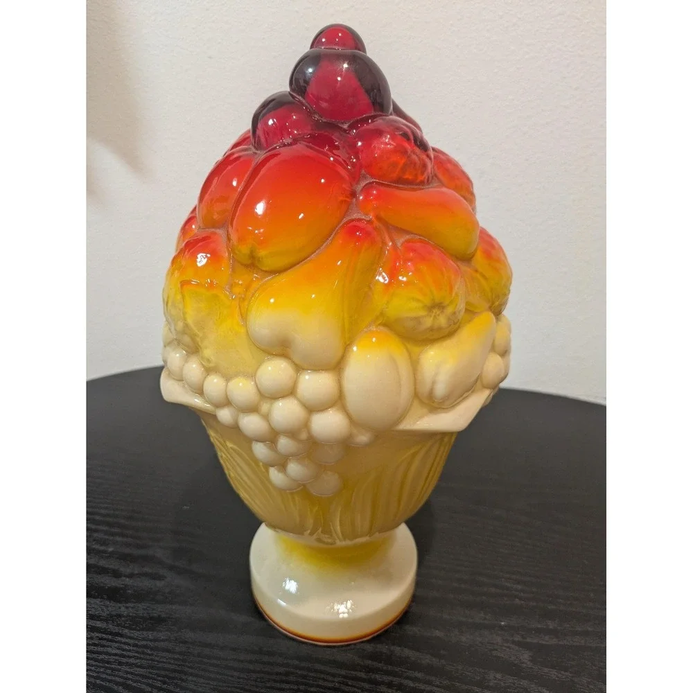 Vintage Murano Glass Fruit Basket Lamp Shade MCM Globe Ceiling Fixture Beautiful